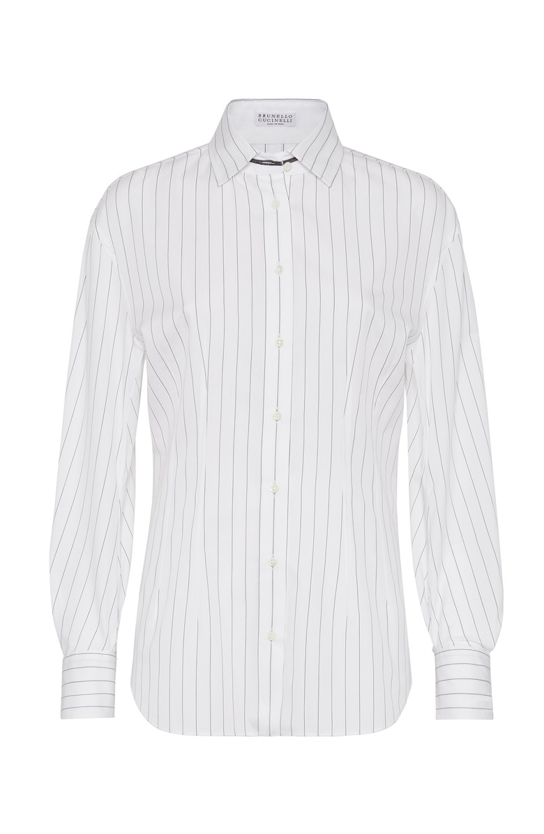 Brunello Cucinelli Striped poplin shirt, Main, color,
