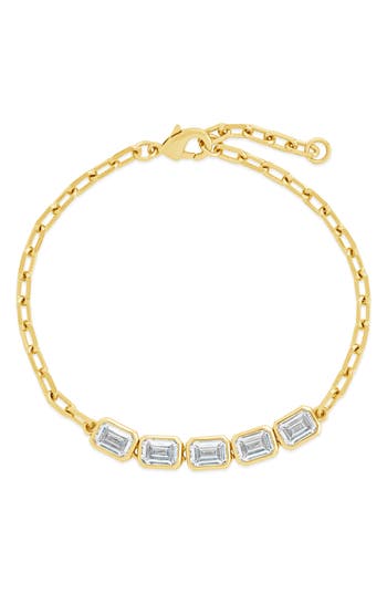 Sterling Forever Nyssa Bezel Cubic Zirconia Station Bracelet