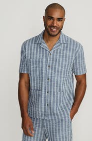 Lands' End Short Sleeve Textured Jacquard Camp Collar Shirt - Set Top