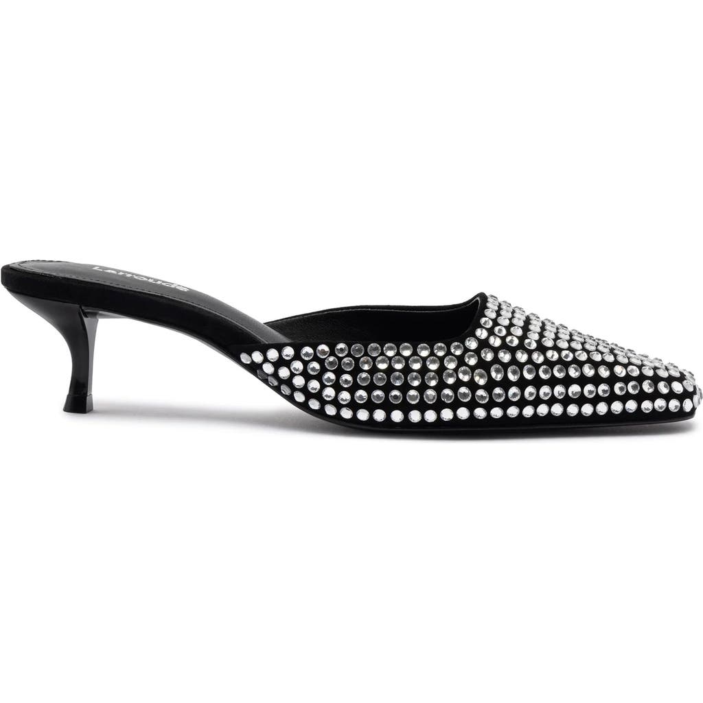 Larroude Amal Crystal Mule In Black/crystal
