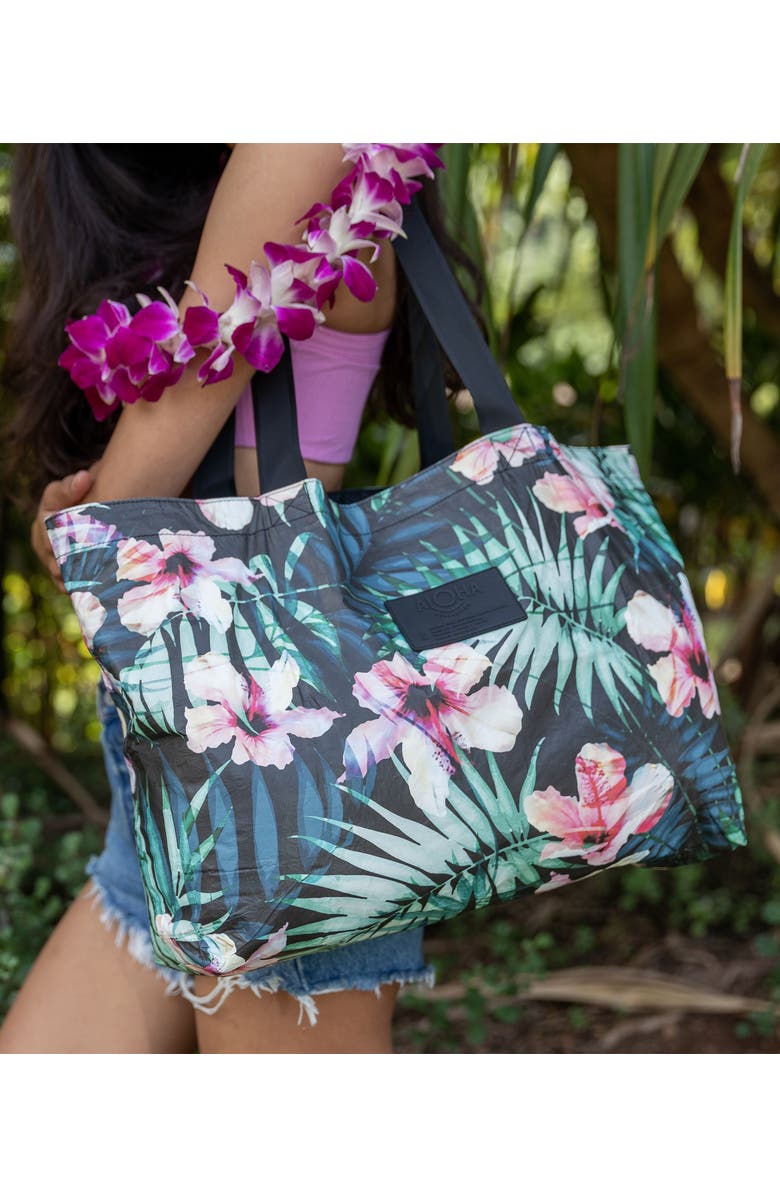 Aloha Collection Holo Holo Reversible Water Resistant Tyvek<sup>®</sup> Tote, Alternate, color, Hibiscus Palm