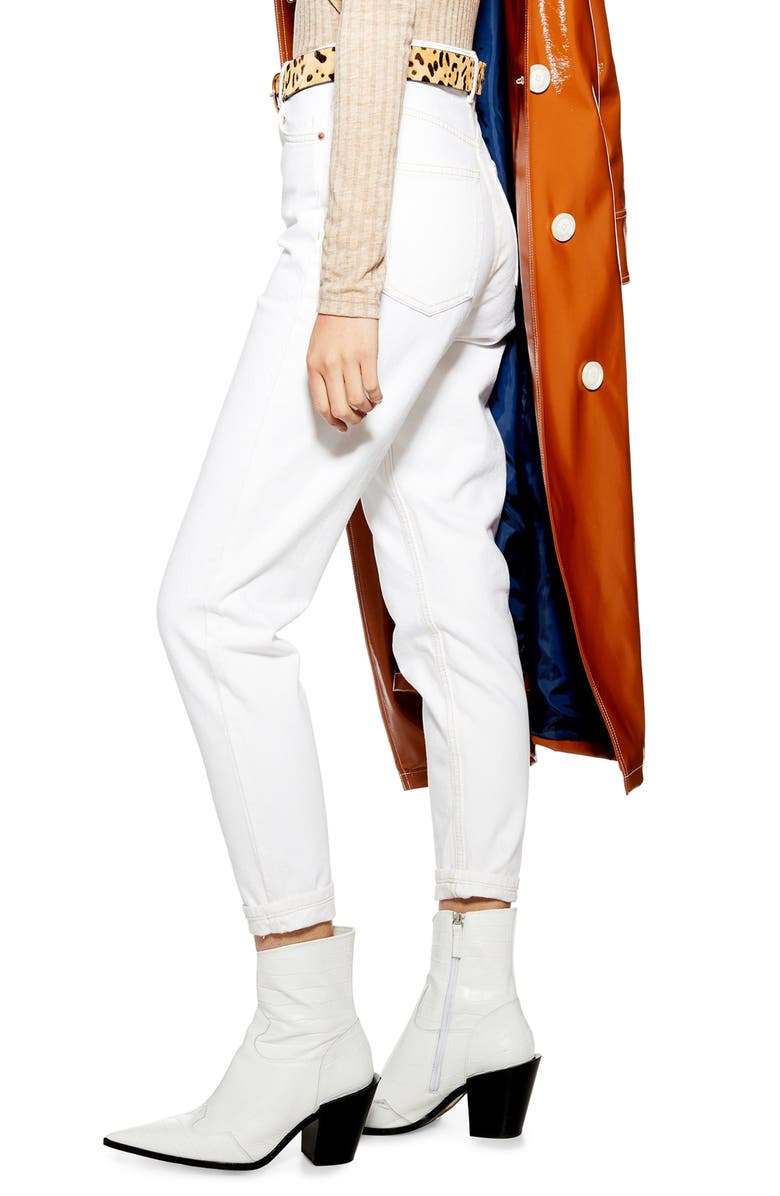 Topshop High Waist Mom Jeans, Alternate, color, White