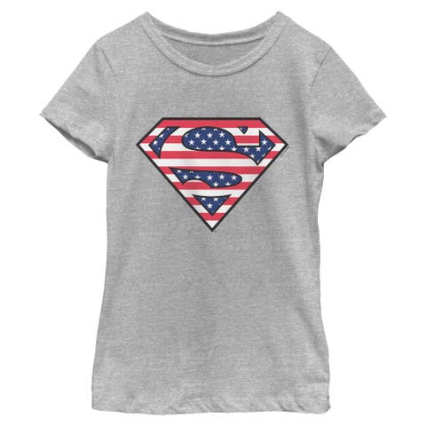 Girl's Superman Patriotic Logo  Graphic T-Shirt