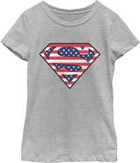 SUPERMAN Girl's Superman Patriotic Logo Graphic T-Shirt