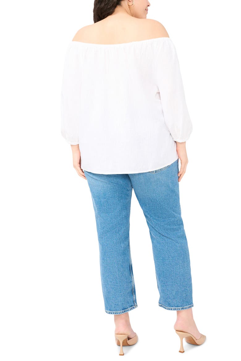 Off the Shoulder Puff Sleeve Top, Alternate, color, WHITE