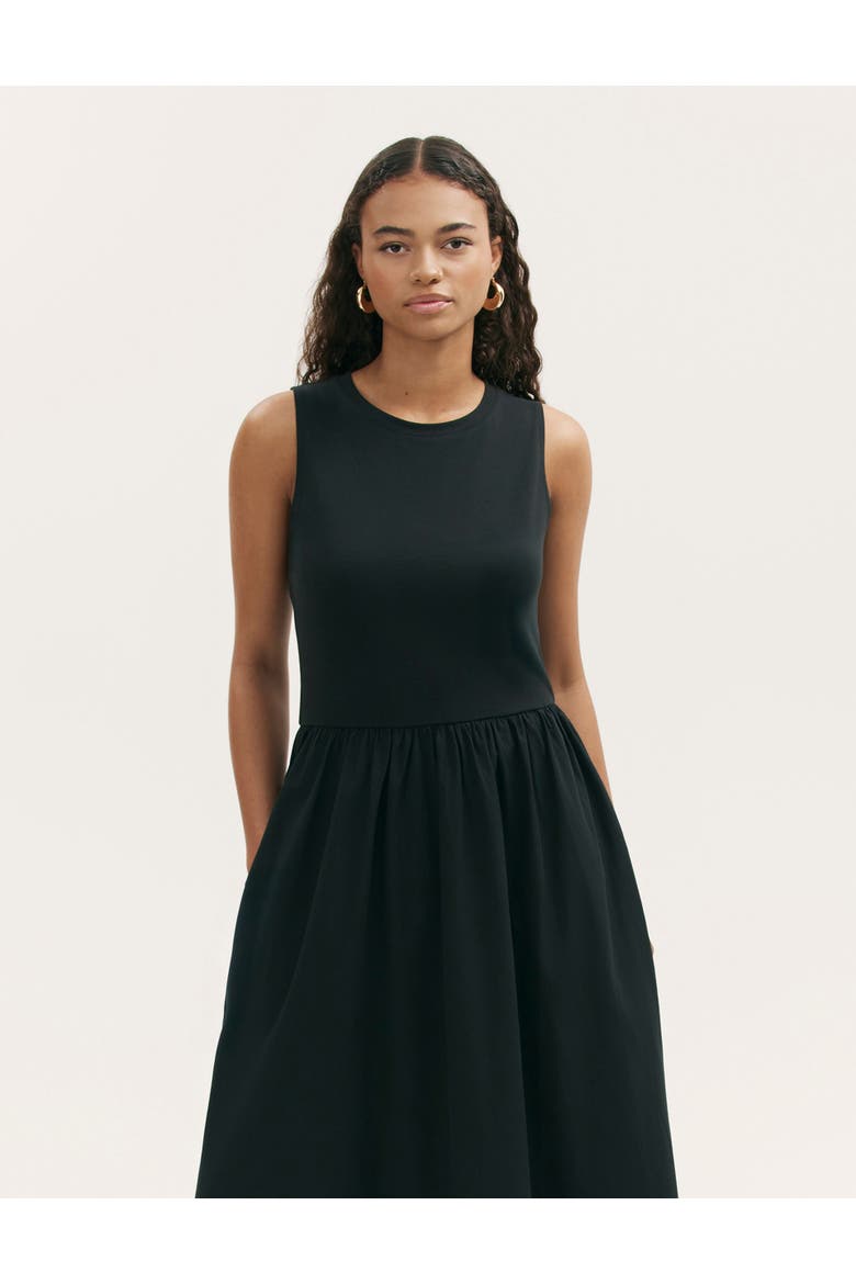 Georgie Cotton Sleeveless Midi Dress, Alternate, color, Black