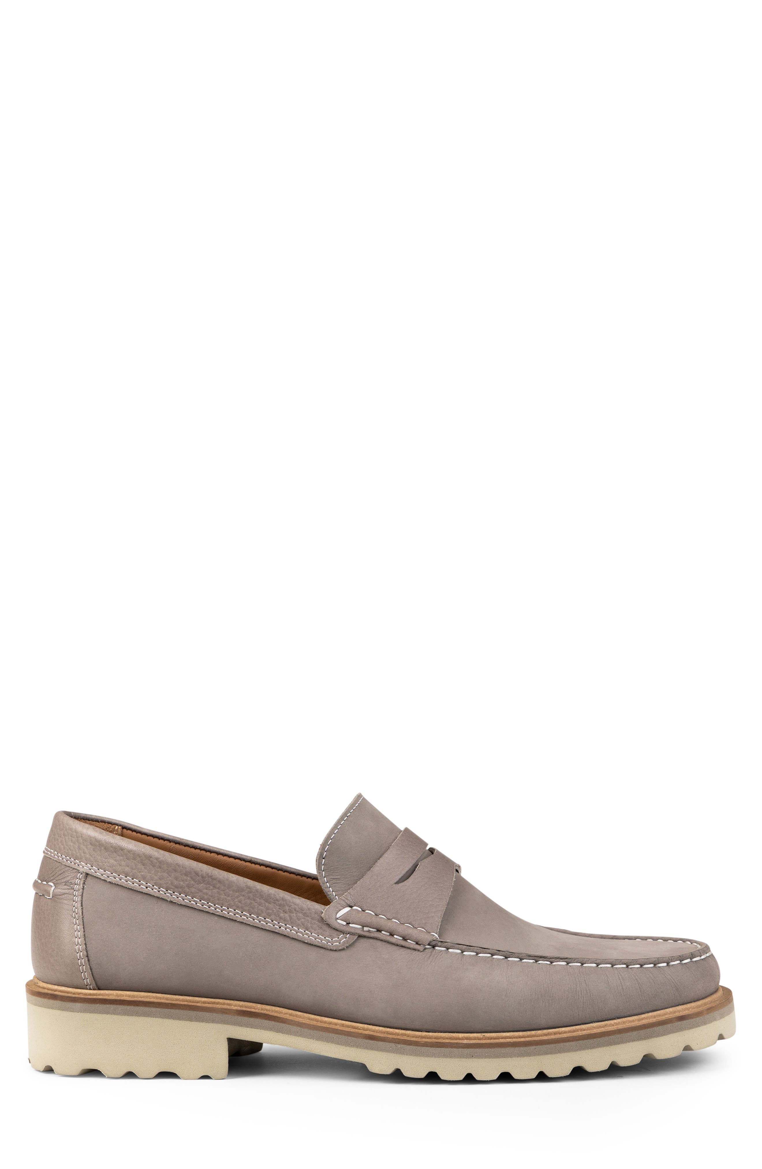 Donald Pliner Casual Leather Penny Loafer, Alternate, color, Light Gray/ Lgy