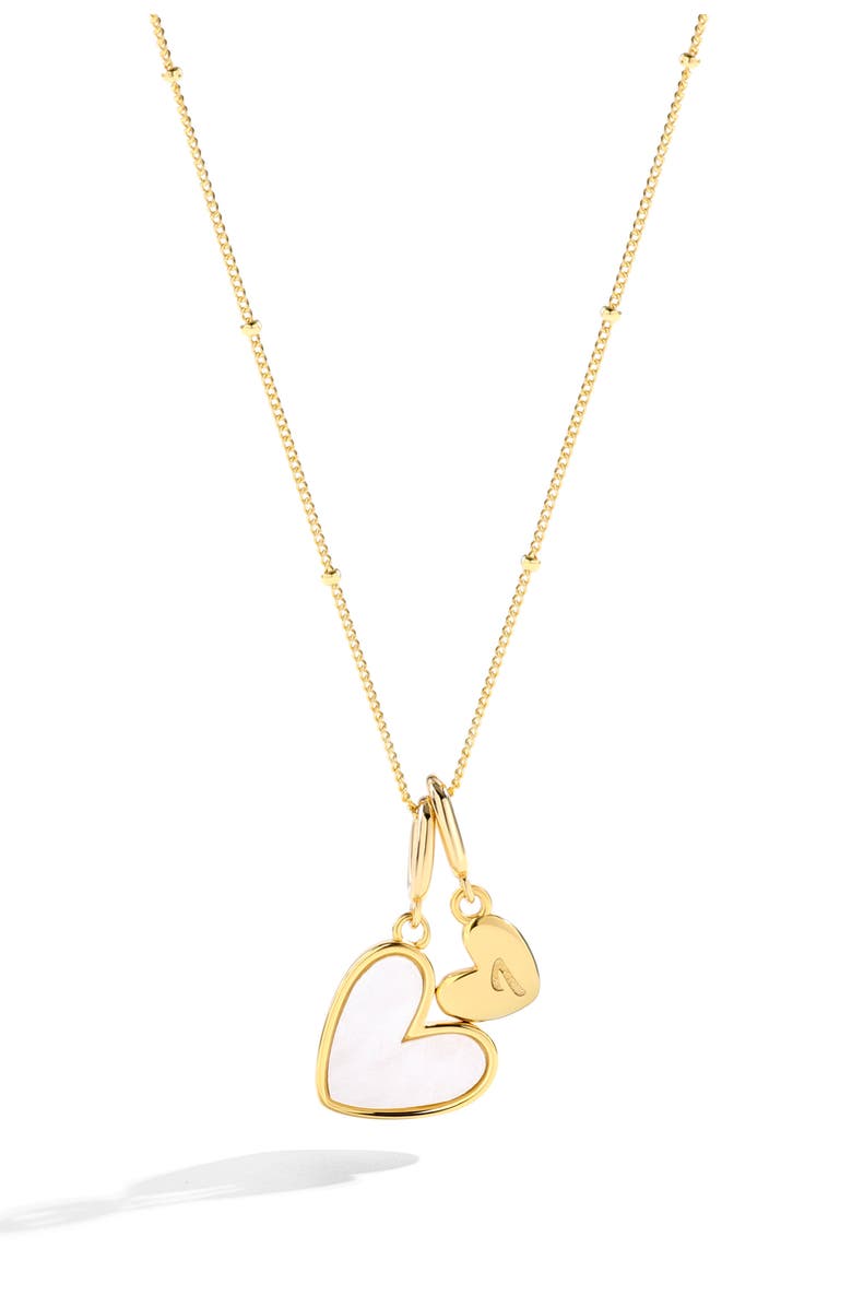 Mint & Lily Mother Of Pearl Heart Initial Necklace, Main, color, Letter I
