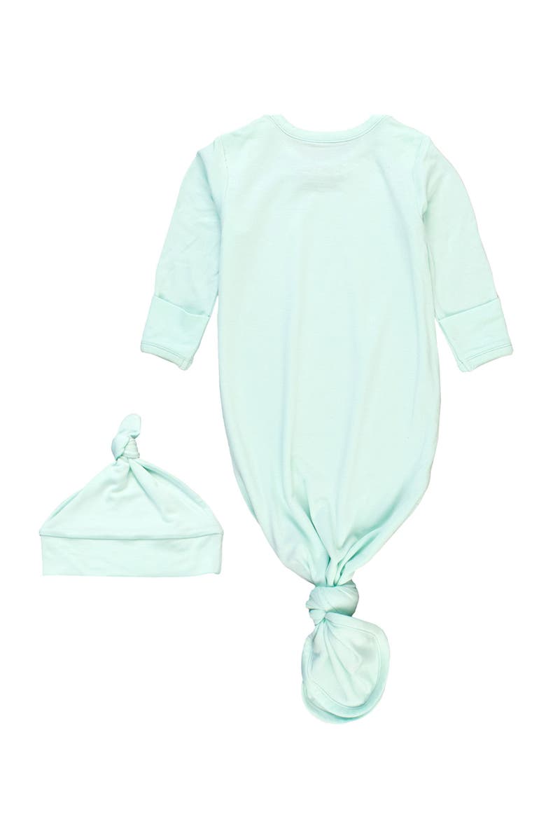 RuggedButts SoftSnooze Baby Boys Ruffle Knotted Sleep Gown & Hat Set, Alternate, color, 