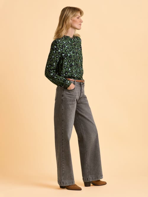 Brakeburn Mylla Long Sleeve Leopard Print Shirt In Green