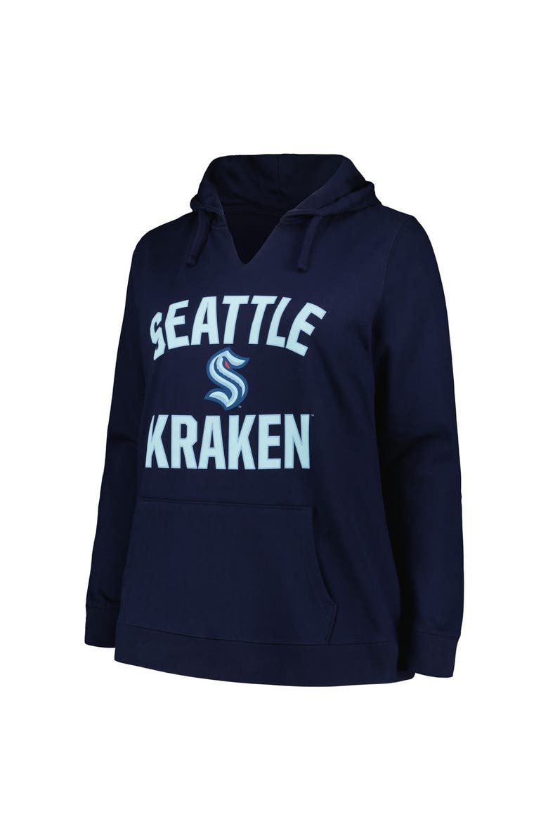 PROFILE Women's Profile Deep Sea Blue Seattle Kraken Plus Size Arch Over Logo Pullover Hoodie, Alternate, color, Navy