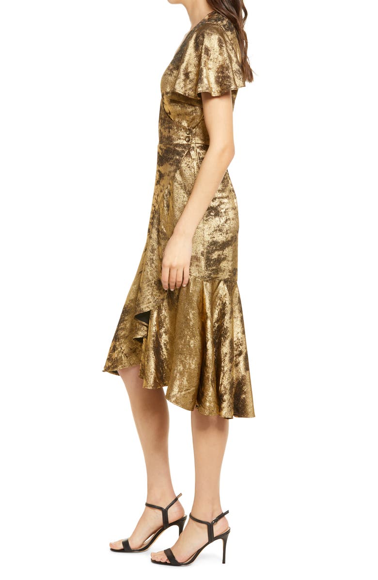 Chelsea28 Metallic Ruffle Dress, Alternate, color, 