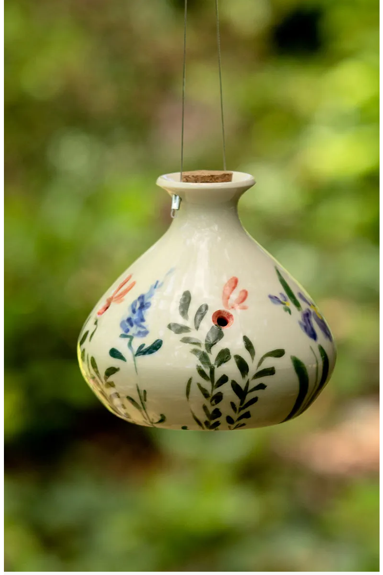 Hand-Painted Porcelain Hummingbird Feeder, Alternate, color, Multi