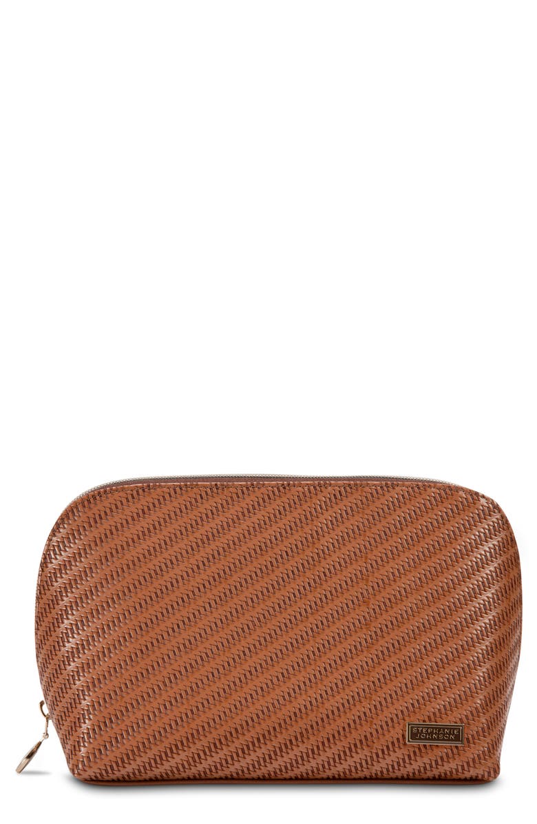 Stephanie Johnson Rosewood Cognac Lola Makeup Bag, Main, color, Cognac