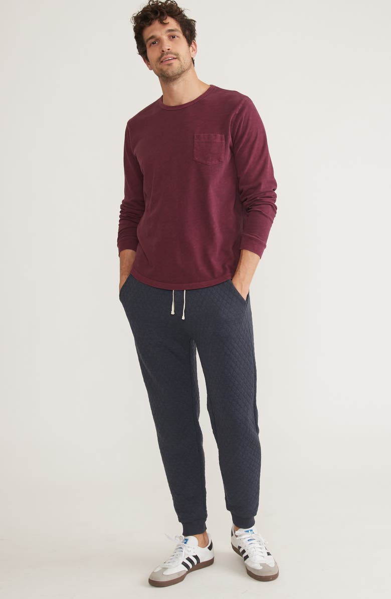 Marine Layer Corbet Quilted Joggers, Alternate, color, Navy