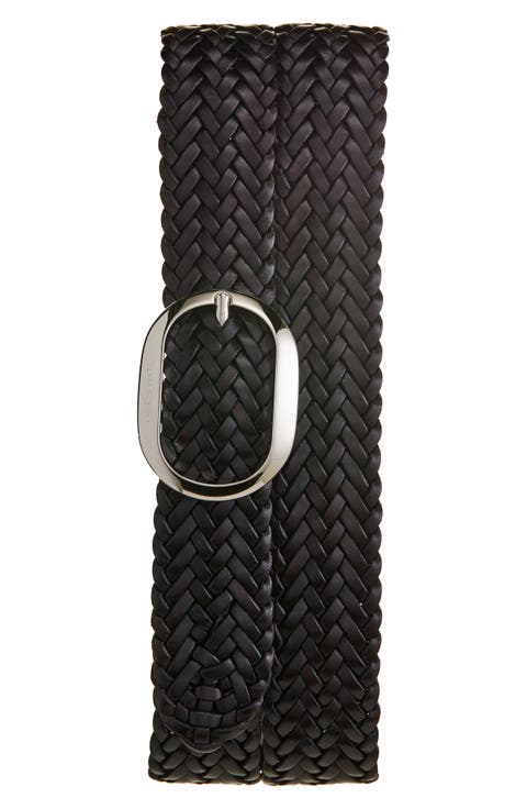 Oval Buckle Woven Belt