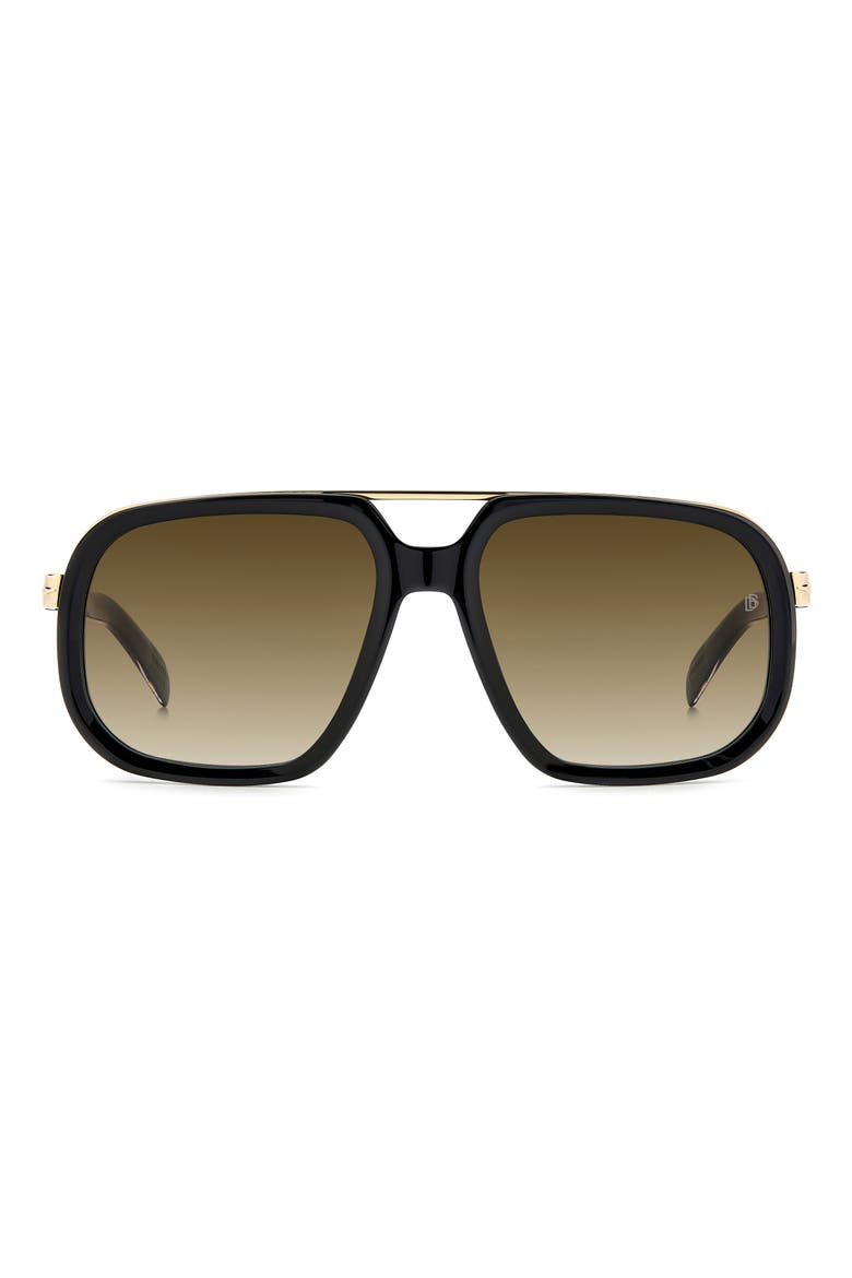 57mm Square Sunglasses, Main, color, BLACK GOLD