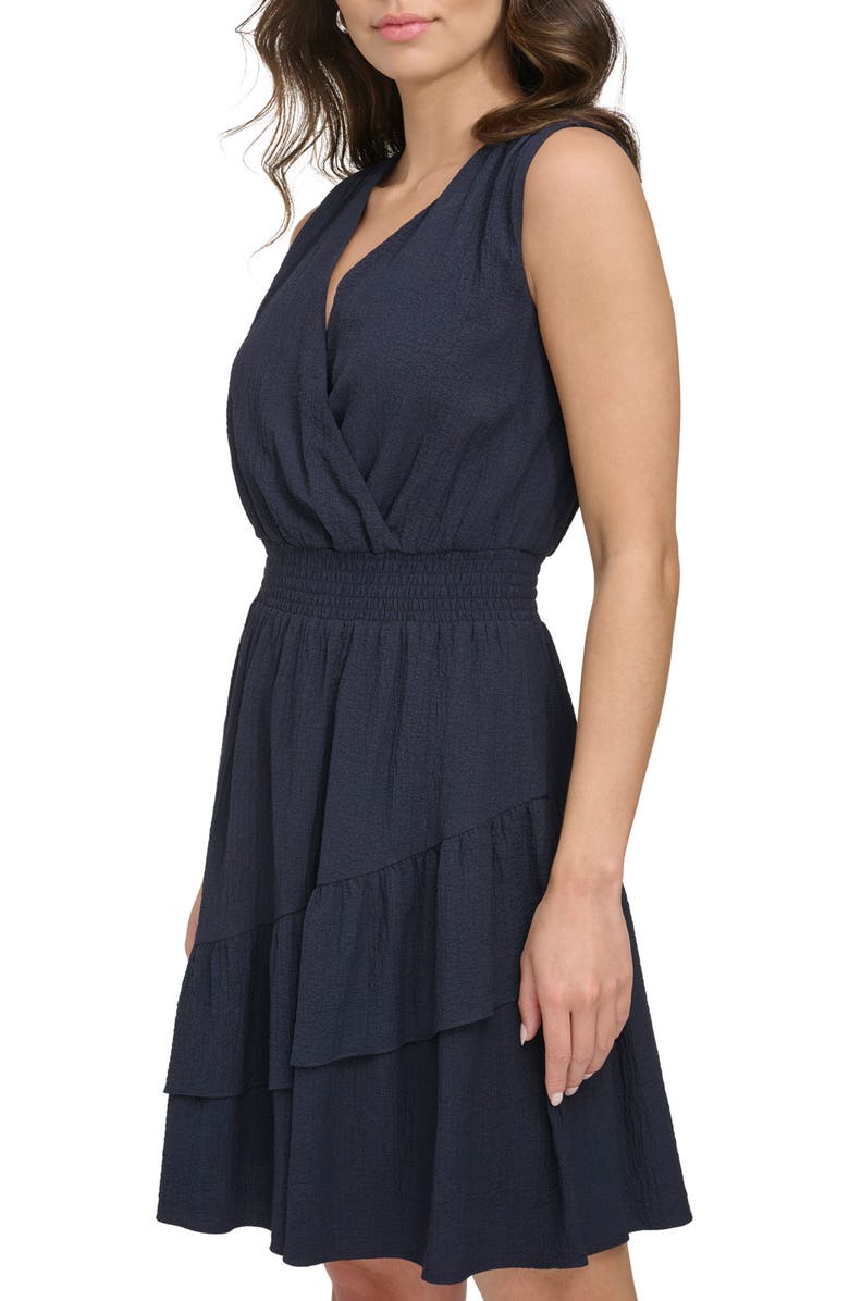 DKNY Smock Waist Ruffle Detail Sleeveless Dress, Alternate, color, 