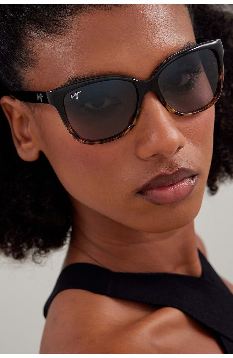 Maui Jim Starfish 56mm PolarizedPlus2<sup>®</sup> Cat Eye Sunglasses, Alternate, color, Black/ Tortoise