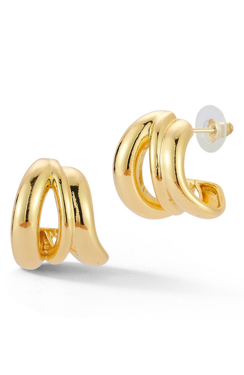 GLAZE JEWELRY Triple Hoop Earrings, Main, color, Gold