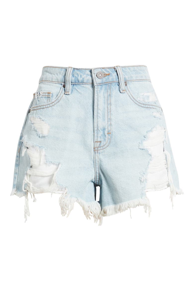 Ripped Cutoff Denim Shorts, Alternate, color, LIGHT WASH