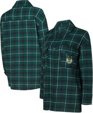 College Concepts Women's College Concepts Hunter Green/Black Milwaukee Bucks Boyfriend Button-Up Nightshirt