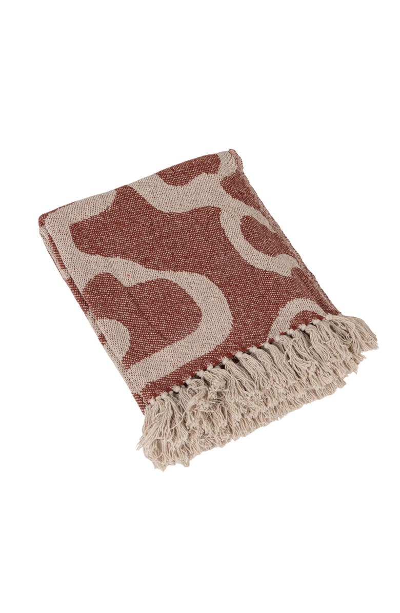 Storied Home Throw Blanket with Abstract Pattern, Main, color, Cream