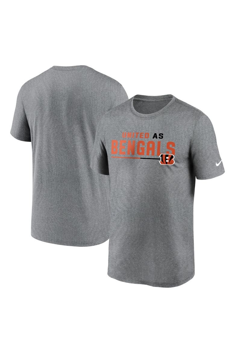 Men's Nike Heather Gray Cincinnati Bengals Legend Team Shoutout Performance T-Shirt, Main, color, Heather Gray