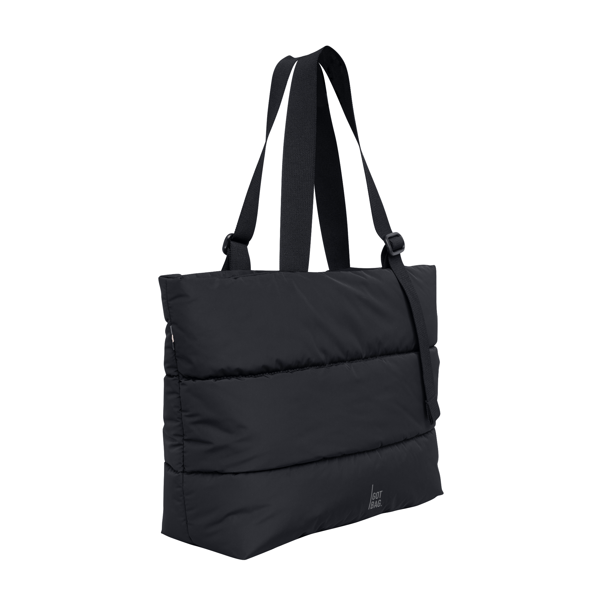 PUFFER TOTE BAG, Alternate, color, BLACK MONOCHROME