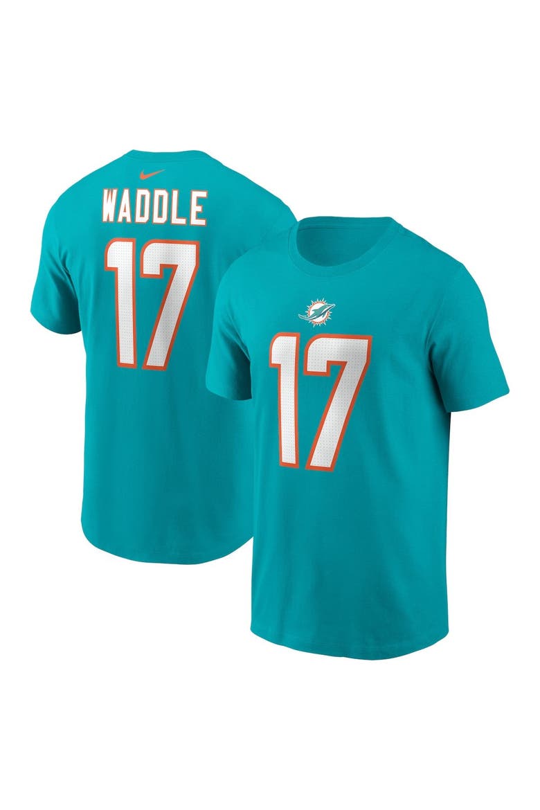 Men's Nike Jaylen Waddle  Aqua Miami Dolphins  Player Name & Number T-Shirt, Alternate, color, Aqua