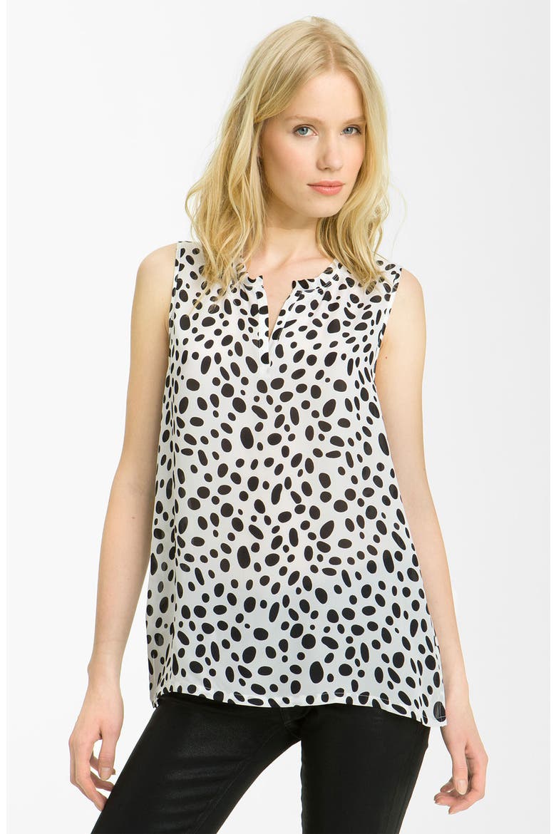 Dalmatian Print Georgette Blouse, Main, color, IVORY/ BLACK