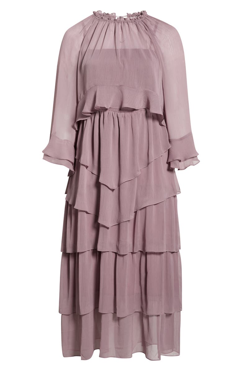 Chelsea28 Tiered Ruffle Chiffon Cape Dress, Alternate, color, Mauve