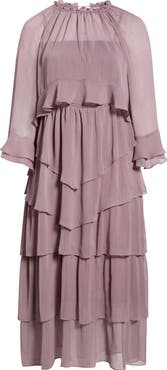 Chelsea28 Tiered Ruffle Chiffon Cape Dress