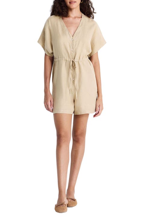 V neck Drawstring Romper