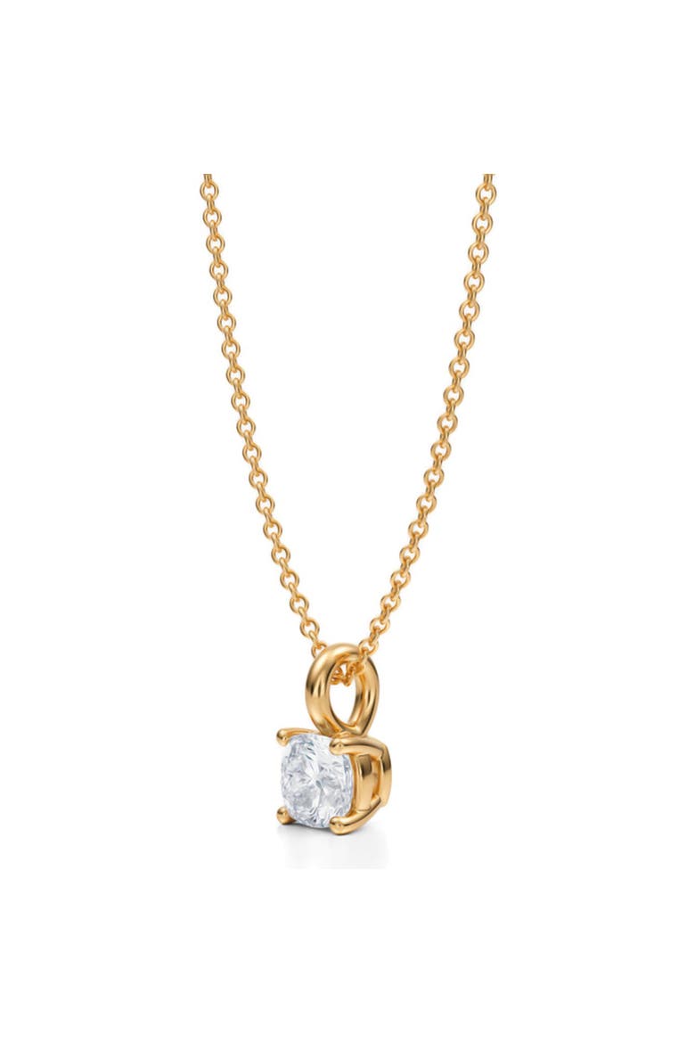 Cushion Solitaire Lab Diamond Pendant Necklace 14K  0.50ct, Alternate, color, Yellow Gold