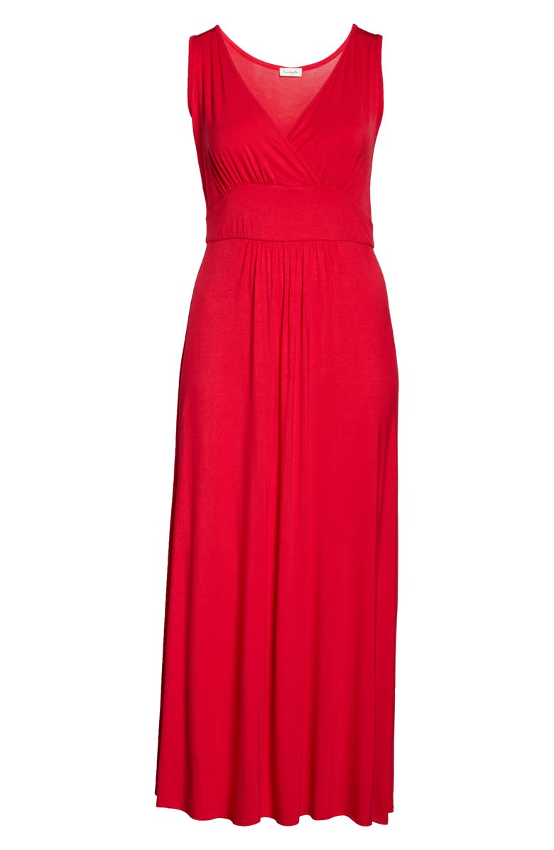 Loveappella Surplice Maxi Dress, Alternate, color, Red