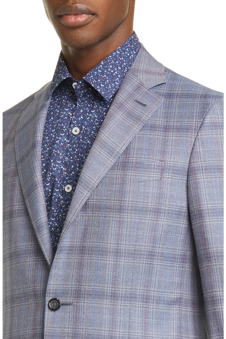 Kei Trim Fit Plaid Wool Sport Coat, Alternate, color, GREY