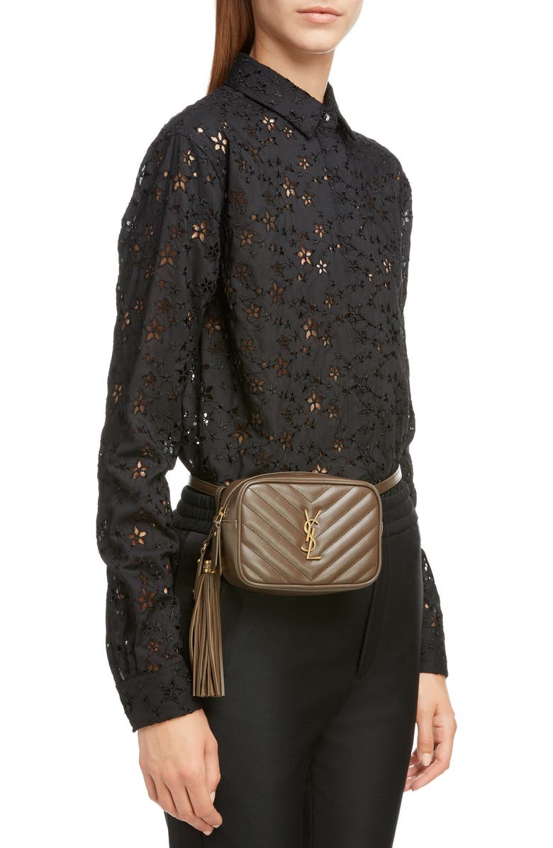 Saint Laurent Lou Quilted Leather Belt Bag with Tassel, Alternate, color,