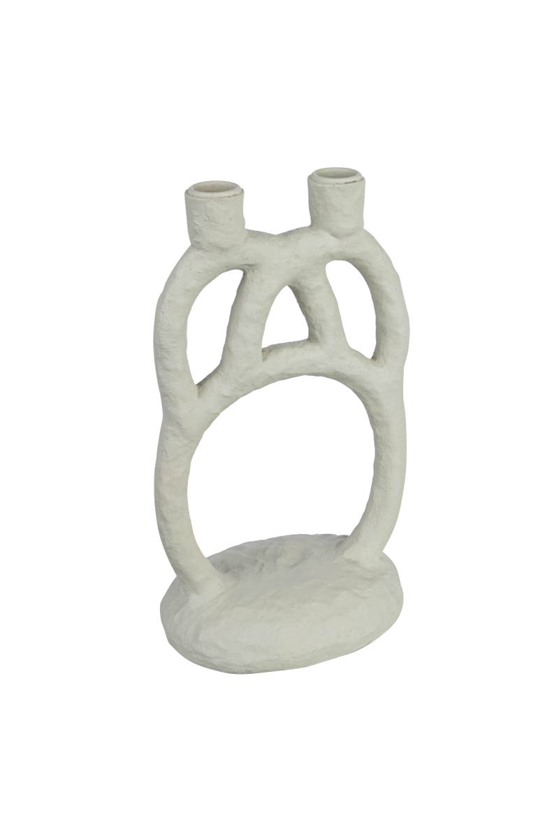 Storied Home Modern Sculptural Double Taper Candle Holder, Ivory, Main, color, Cream