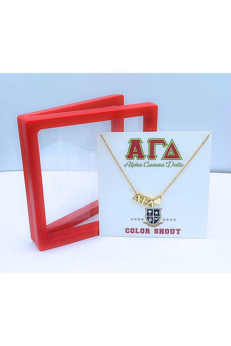 Alpha Gamma Delta Sorority Gold Heart Necklace, Alternate, color, Yellow Gold