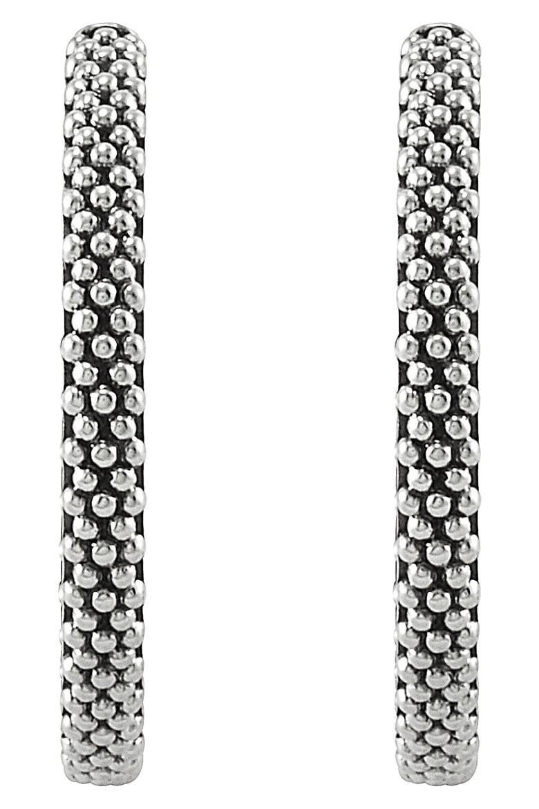 Caviar Hoop Earrings, Alternate, color, STERLING SILVER