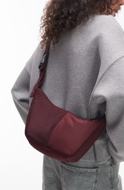 Topshop Nylon Crossbody Bag In Burgundy
