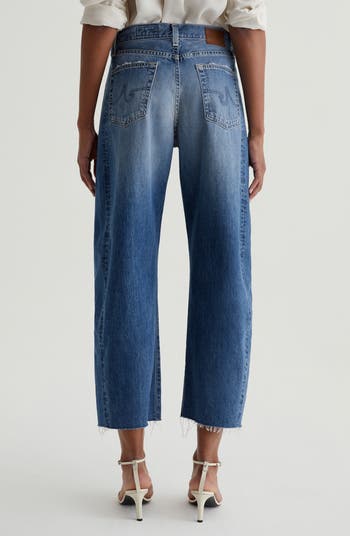 Hattie Raw Hem High Waist Crop Barrel Leg Jeans
