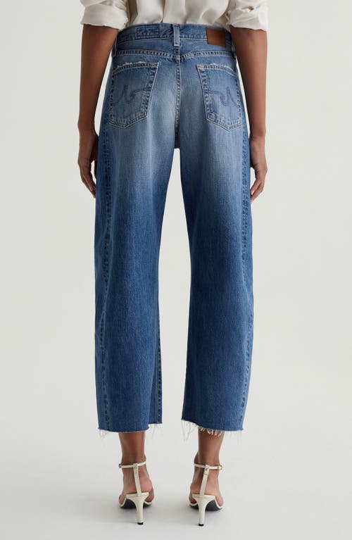 Ag Hattie Raw Hem High Waist Crop Barrel Leg Jeans In Blue