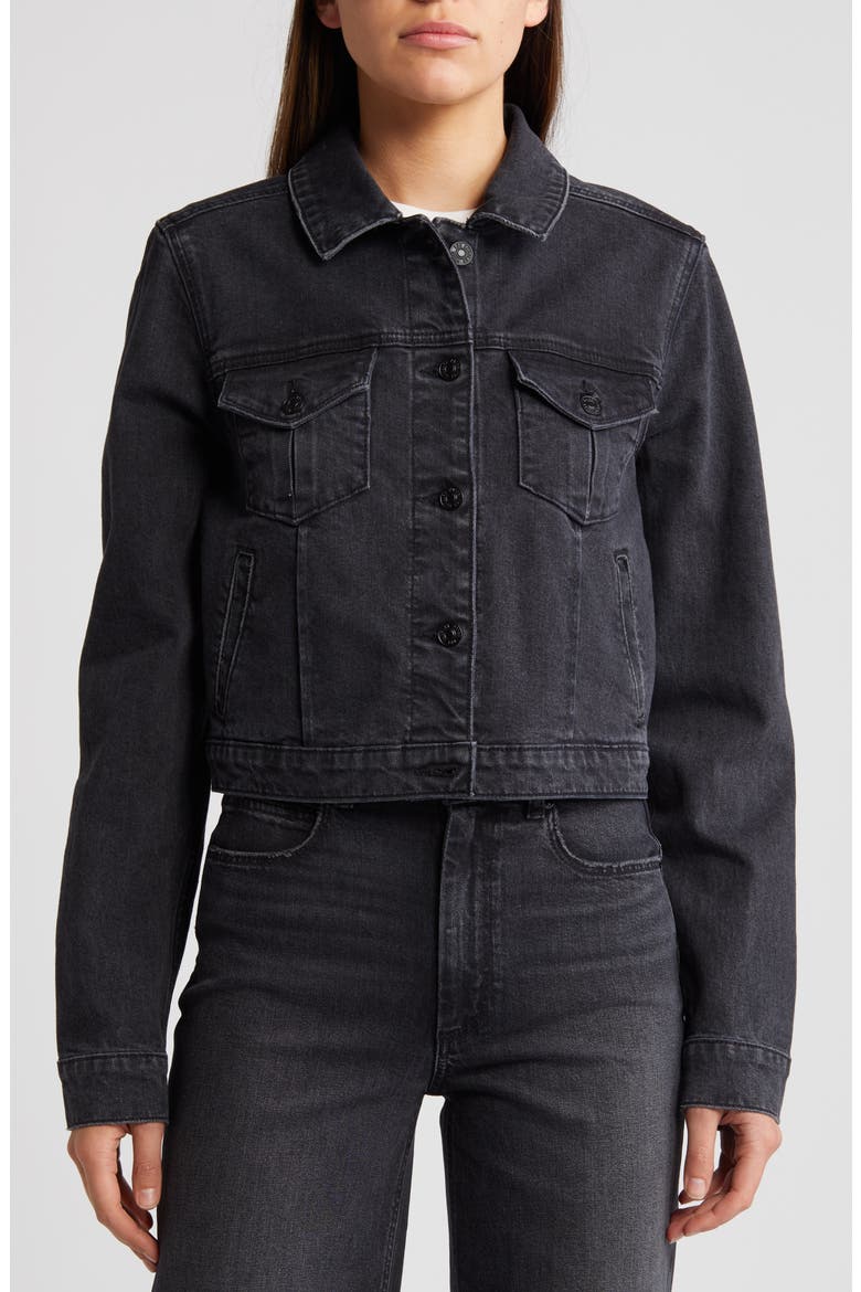Rowan Crop Trucker Jacket, Alternate, color, BLACK MANTA DISTRESSED