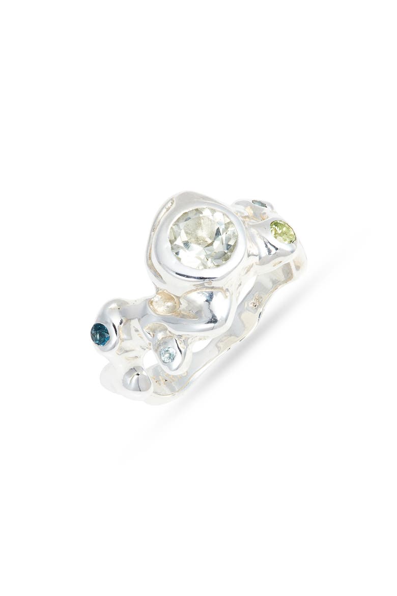 Caldera Green Amethyst Ring, Main, color, SILVER/ GREEN AMETHYST