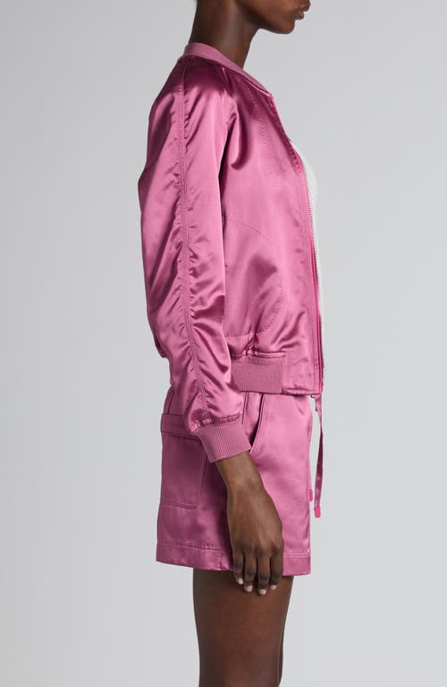 Tom Ford Satin Bomber Jacket In Fuchsia Rose