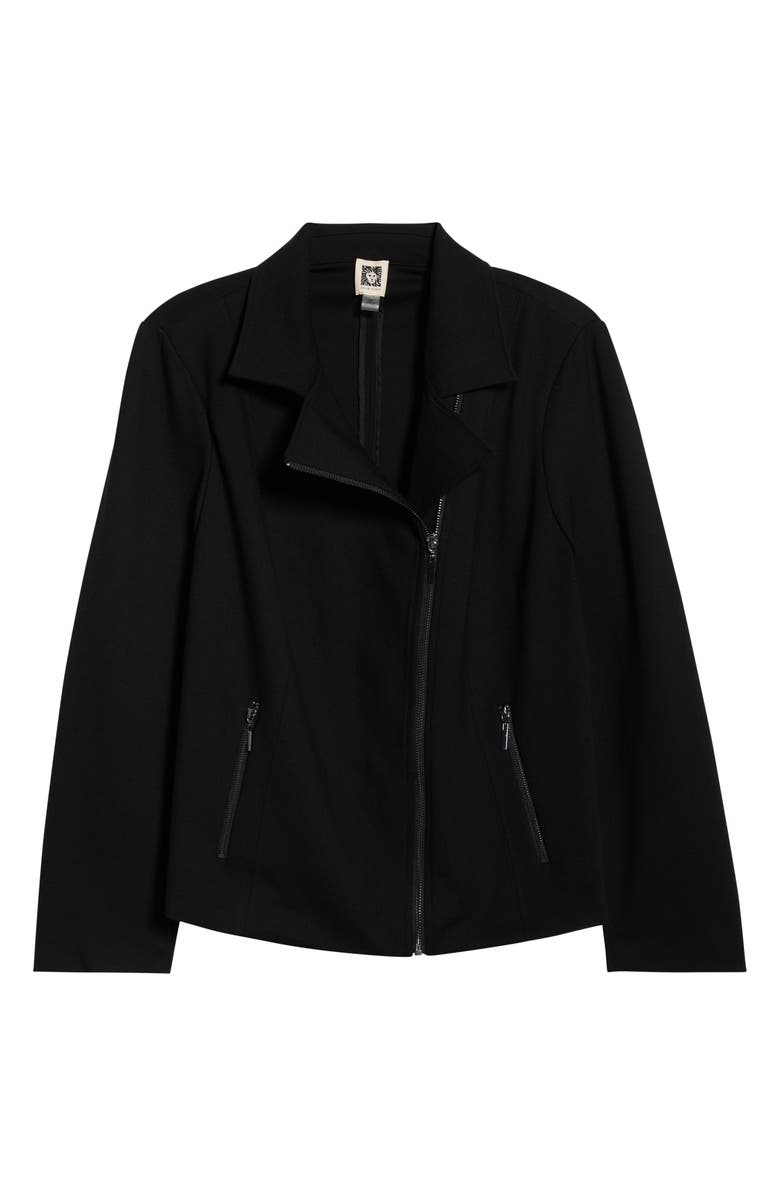 Anne Klein Moto Zip Ponte Jacket, Alternate, color, Anne Black