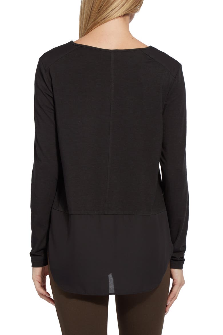 Lyssé Mixed Media Top, Alternate, color, BLACK