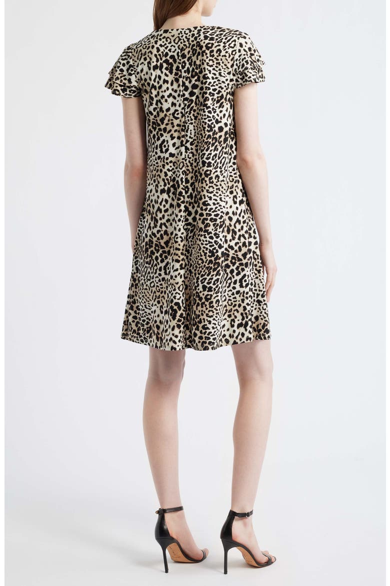 Double Flutter Sleeve Swing Dress, Alternate, color, ANNE BLACK MULTI